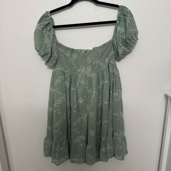 Lulus Cutest Icon Sage Green Embroidered Off-the-Shoulder Mini Dress - Picture 6 of 10